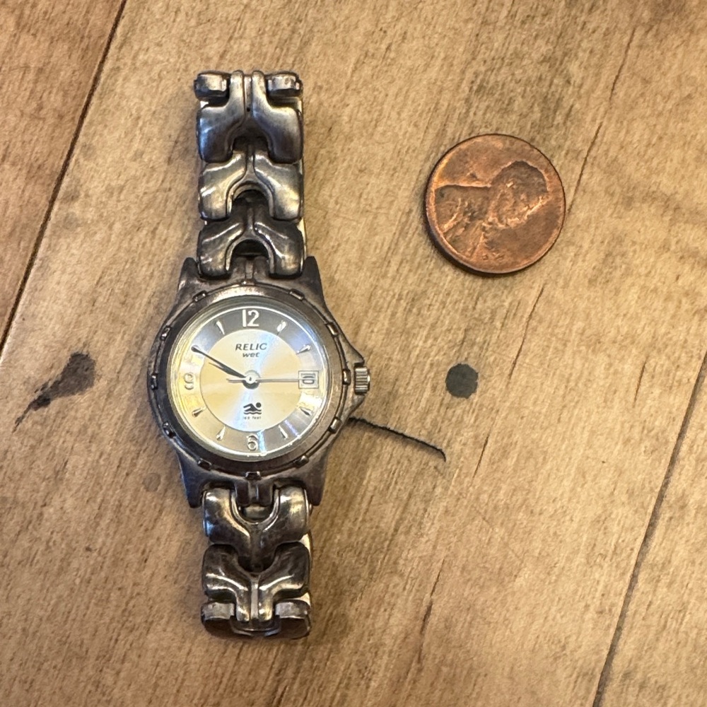 Relic Silver Watch with Bold Band